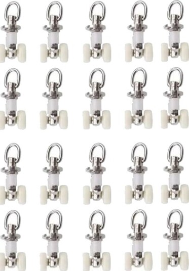 20 stk. Gardin Skinne Glidere Skinnehjul Plast Doble Hjul Aluminium Legering Små