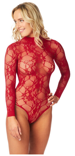 Nortie Riga Rød Bunnløs Blonde Bodystocking - Rød Nortie Riga Rød Bunnløs Blonde Bodystocking - Rød
