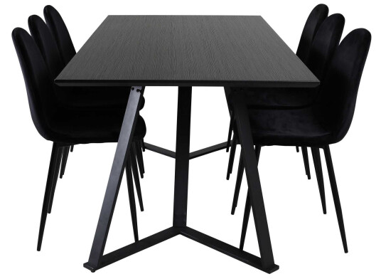 Venture Design Marina & Polar spisegruppe Svart/svart 6 st stoler & bord 180 x 90 cm