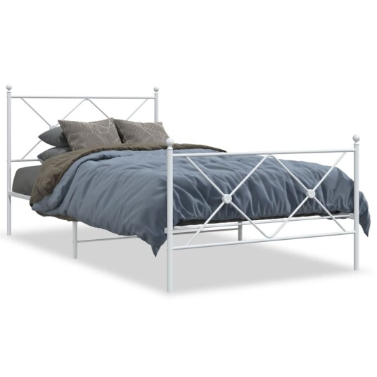  Sengeramme i metall med hode- og fotgavl hvit 100x190 cm 8721012374478