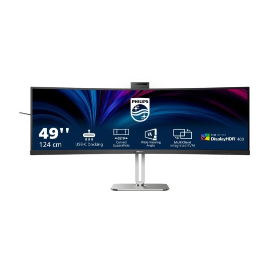 Philips 49B2U5900CH 49" Curved Dual QHD Skjerm med USB-C og 4 ms Responstid Philips 49B2U5900CH 49" Curved Dual QHD Skjerm med USB-C og 4 ms Responstid