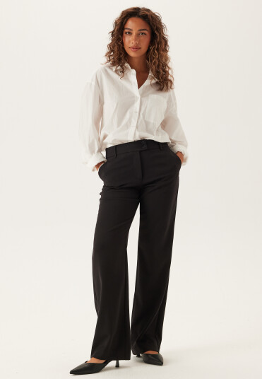Bubbleroom Mid Waist Straight Back Pocket Trousers