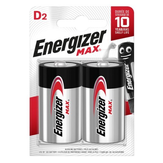 Energizer Max D Alkalisk 1,5 V Batteri 2-pakning - Langvarig Energi