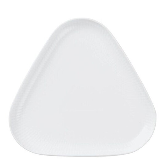 Royal Copenhagen - Hvit Riflet trekantet fat 23 cm