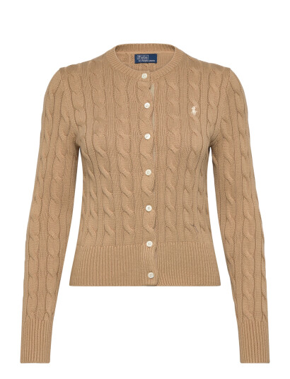 Polo Ralph Lauren Cable-Knit Cotton Crewneck Cardigan - Beige - XL Polo Ralph Lauren Cable-Knit Cotton Crewneck Cardigan - Beige - XL