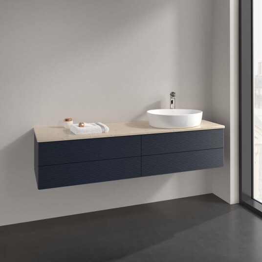 Villeroy & Boch  Antao Servantskap med 4 skuffer 160x50x36 cm u/lys Blå Matt/Crème