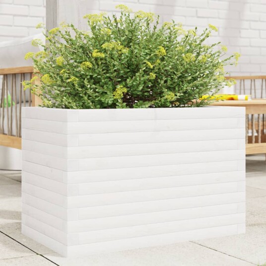  Plantekasse hvit 70x40x46 cm heltre furu