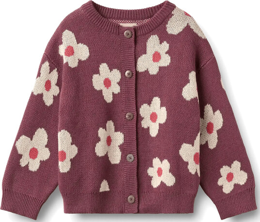 Wheat Jacquard Cardigan Alvilda Purple 104