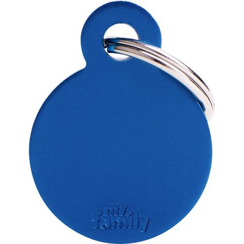 Myfamily Aluminium ID-merke Sirkel Blå - 32x39 mm for Hundehalsbånd