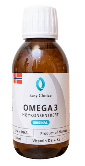 Easy Choice Flytende Høykonsentrert Omega 3 med D3+K2+E 150ml