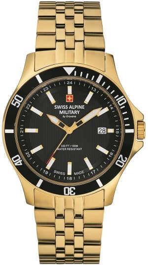 Swiss Alpine Military Herreklokke 7022.1117 Classic Sort/Gulltonet