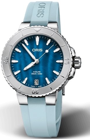 Oris Dameklokke 01 733 7770 4155 07 4 18 65FC Aquis Blå/Gummi Ø36.5 Oris Dameklokke 01 733 7770 4155 07 4 18 65FC Aquis Blå/Gummi Ø36.5