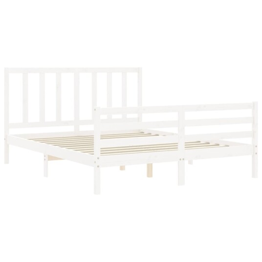 vidaXL Sengeramme med hodegavl hvit 160x200 cm heltre