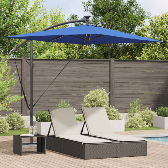  Kantilever bananparasol med lås Blå 294 x 200 x 254 cm