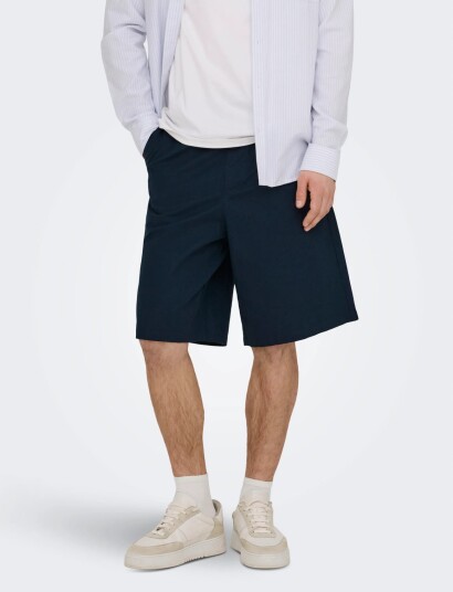 ONLY & SONS Onsdaves Wide Cot Lin 0007 Shorts Navy XXL
