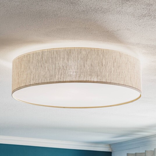 Eko-Light Taklampe Leano grå rund av lin