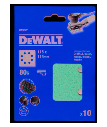 Dewalt Slipepapir 1/4ark 80k for plansliper 115x115mm - Aluminiumsoksid