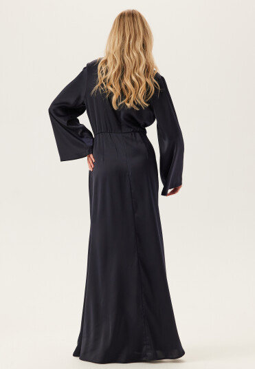 Bubbleroom Occasion High Neck Wide Sleeve Satin Gown
