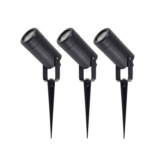 Lindby Thorgal jordspydlampe Ø 6 cm svart sett med 3 stk