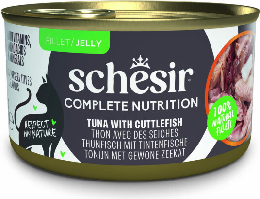 Schesir Våtfôr Complete Nutrition Filet I Gelé Tunfisk Med Blekksprut 6 X 85 G