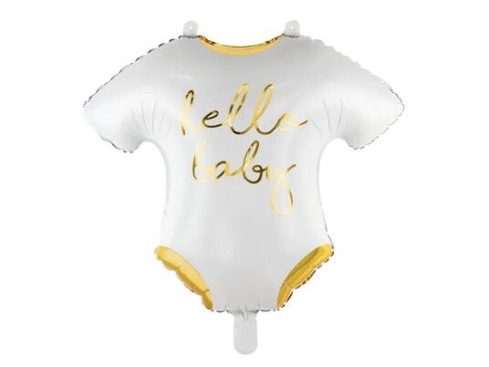 PartyDeco Folieballong Baby Body Hvit/Gull - 1-pakning