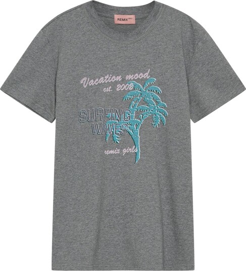 Designers Remix T skjorte Brixton Grey Melange m. Trykk Designers Remix 14 år 164 T skjorte Grå