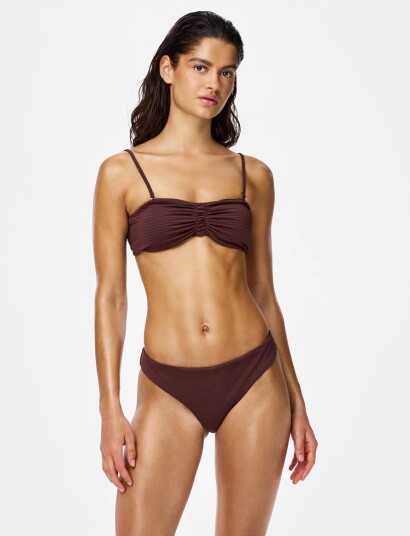 Pieces Pckaya Seersucker Bikini Top Brown L