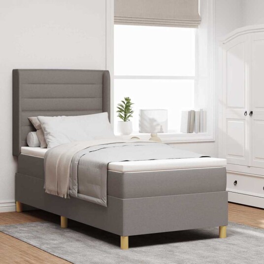 Sengebunn med madrass Taupe 100x200 cm Stoff