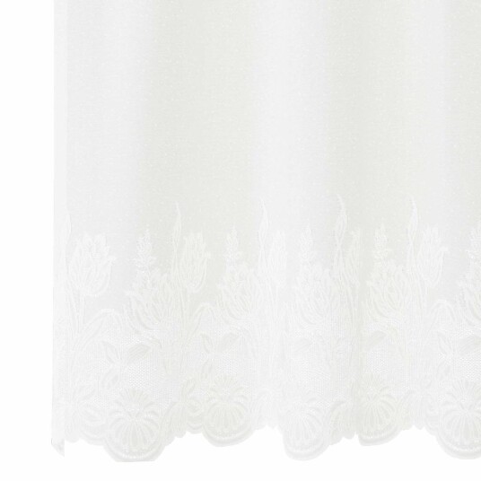 Gardiner med gardiner Blomster Hvit Polyester