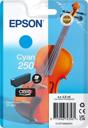 Epson 250 cyan blekkpatron original 4,8 ml C13T16N24010 Epson 250 cyan blekkpatron original 4,8 ml C13T16N24010