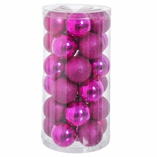 Bigbuy Julekuler Fuksia Plast Glitter 6 x cm 30 enheter