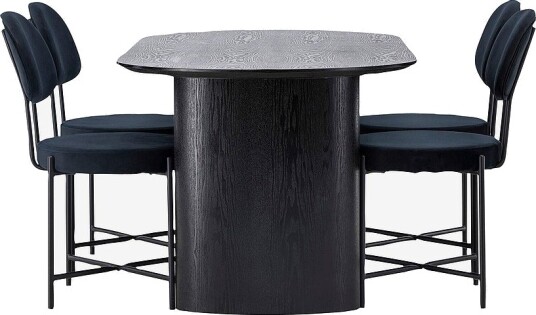 Venture Home Spisegruppe Isolde med 4 stk stoler Stella Svart Venture Home Spisegruppe Isolde med 4 stk stoler Stella Svart