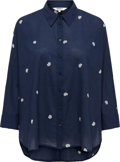 ONLY Carmakoma Carnew Lina Grace Ls Emb Shirt Wvn Noos Navy 48