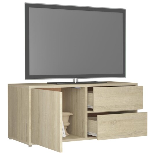 vidaXL TV-benk sonoma eik 80x34x36 cm sponplate