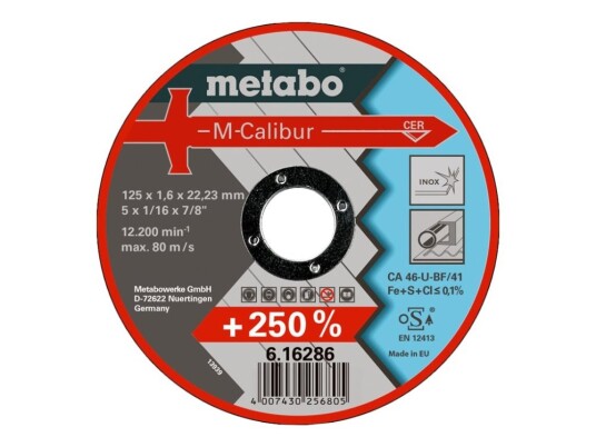 Metabo M-Calibur Tf 41 - Skjæreplate - For Acid-Resistant Steel, Inox Steel, Rust, Spring Steel, Tool Steel, High-Alloy Steels - 125 Mm Metabo M-Calibur Tf 41 - Skjæreplate - For Acid-Resistant Steel, Inox Steel, Rust, Spring Steel, Tool Steel, High-Alloy Steels - 125 Mm
