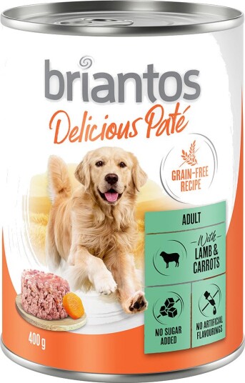 Briantos våtfôr Delicious Paté enkeltboks og gulrøtter Lam 1 x 400 g