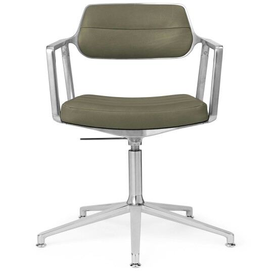 Vipp 453+ Svingstol Polert Aluminium / Bosco Green Skinn