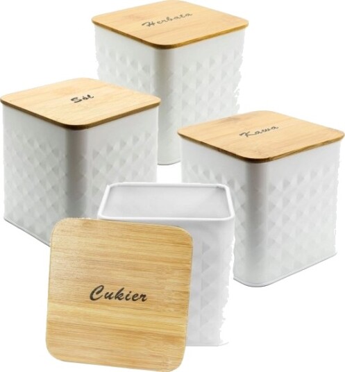 Brunbeste Sett Med 4 Beholdere Kaffe Te Sukker Salt Brunbeste Bb 4262 Pl Tekst