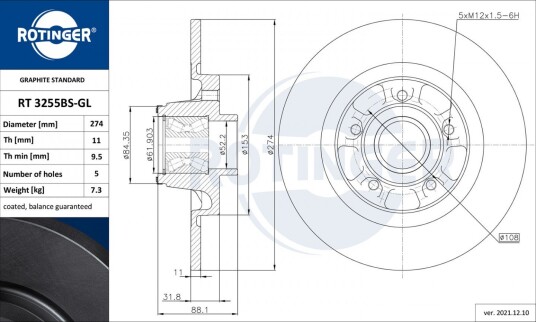 Bremseskive ROTINGER RT 3255BS-GL