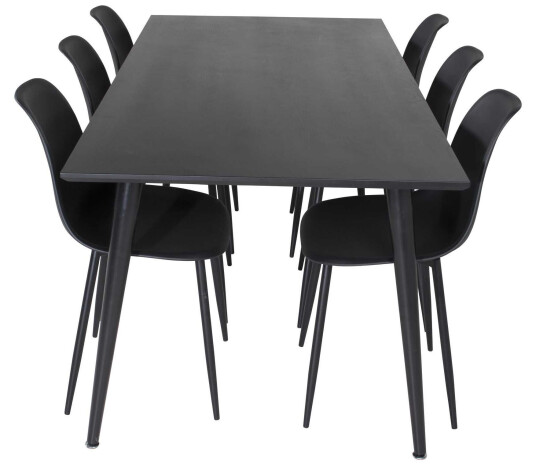 Venture Design Dipp & Polar spisegruppe Svart/svart 6 st stoler & bord 180 x 90 cm