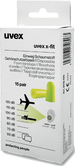 Uvex Ørepropper 2112133 Gjenbrukbare 15 Par Grønn