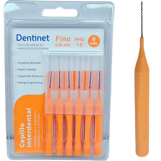 Dentinet Interspace børster 6 pcs. Fin 0,6 mm PHD 1,0