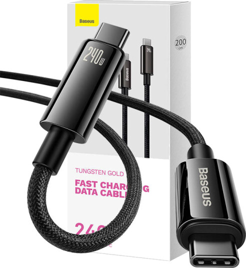 Baseus USB-C Kabel 240W Tungsten Gold 2 m Svart