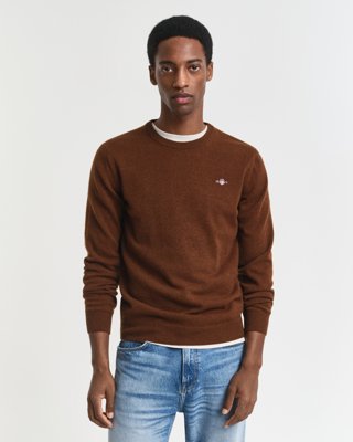 Lammeullsgenser med rund hals MAHOGANY BROWN XL Lammeullsgenser med rund hals MAHOGANY BROWN XL