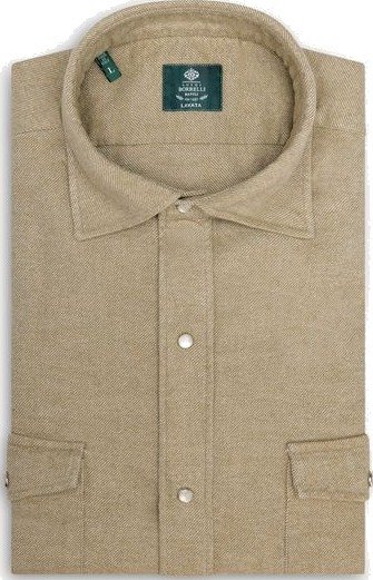 Luigi Borrelli Flanel safari shirt M grønn herre