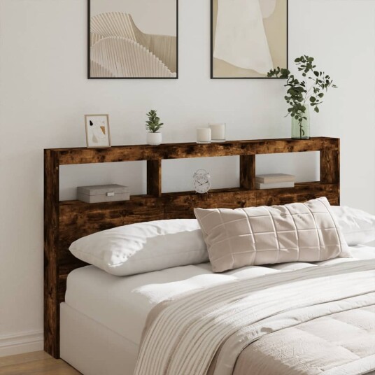 Hodegavl skap med LED røkt eik 180x17x102 cm 8721012465299