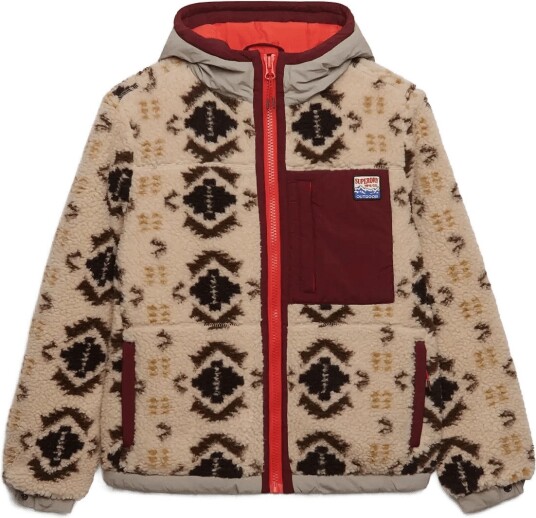 Superdry Sherpa Jaquard Fleece Hybrid CREAM AZTEC 8