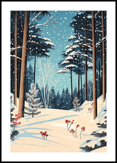 Christmas Snowy forest Plakat Plakat / 21x30cm