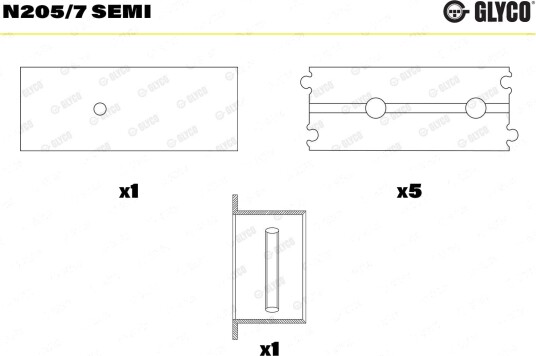 Kamaksellager GLYCO N205/7 SEMI