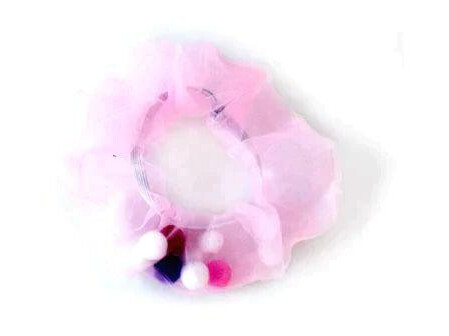 Organza Scrunchie Pompom PomPom Light Pink